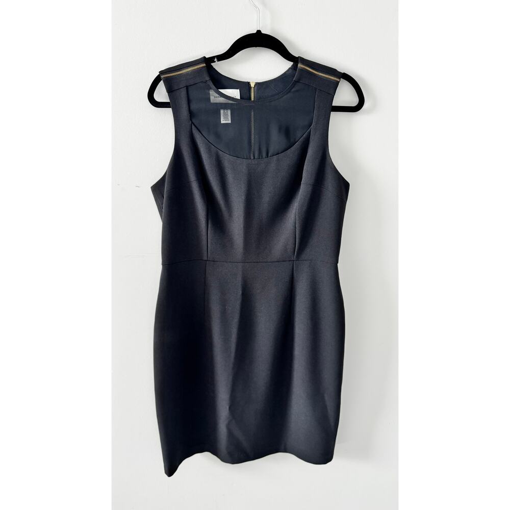 Donna Morgan Black Sleeveless Sheath Dress – Size 12 – Exposed Gold Zipper